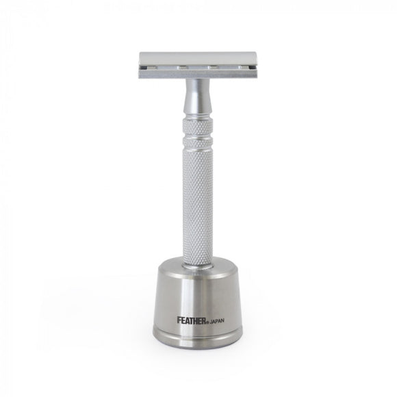Feather AS D2S Double Edge Shaving Razor with Stainless Steel Stand - Made in JAPAN