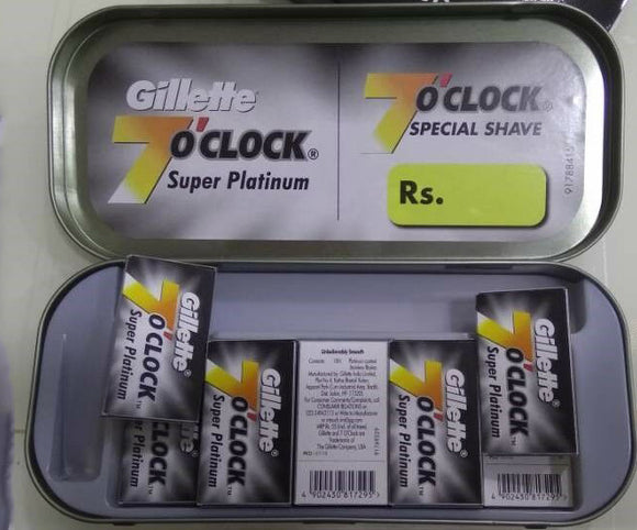 Gillette 7 o clock Super Platinum Double Edge Shaving Blades | 100 blade pack